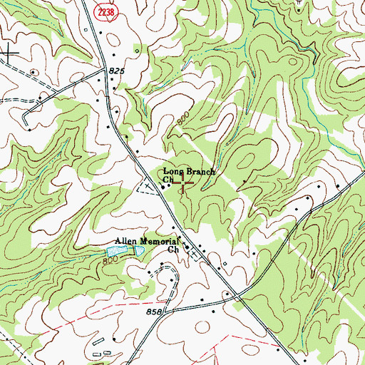 Topographic Map of Long Branch Church, NC