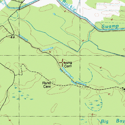 Topographic Map of Long Cemetery, NC