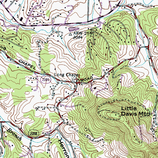 Topographic Map of Long Chapel, NC