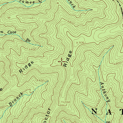 Topographic Map of Long Cove Ridge, NC