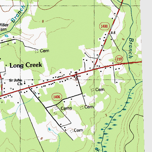 Topographic Map of Long Creek, NC