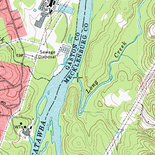 Topographic Map of Long Creek, NC