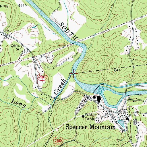 Topographic Map of Long Creek, NC