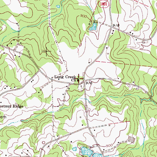 Topographic Map of Long Creek Church, NC