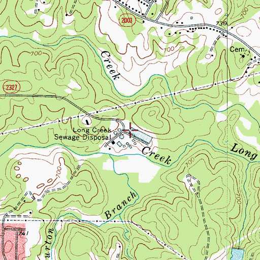 Topographic Map of Long Creek Sewage Disposal, NC