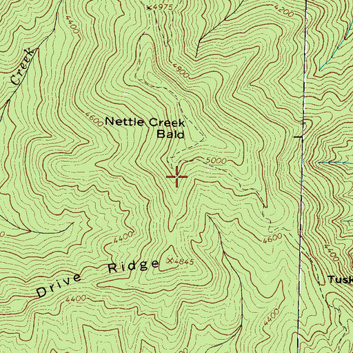 Topographic Map of Long Drive Ridge, NC