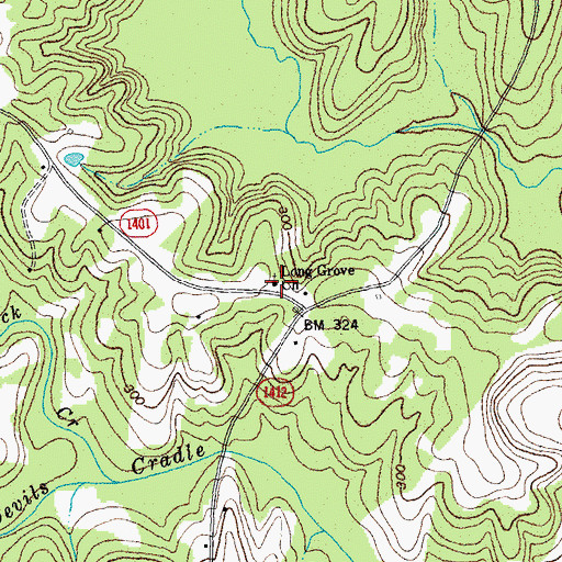 Topographic Map of Long Grove Church, NC