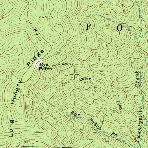 Topographic Map of Long Hungry Ridge Trail, NC