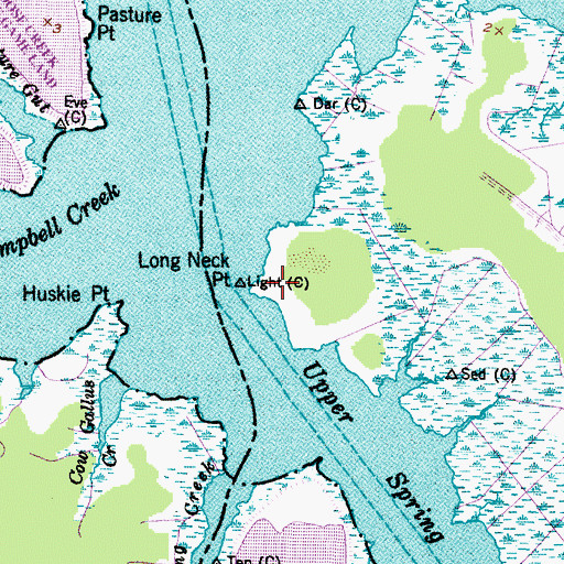 Topographic Map of Long Neck Point, NC