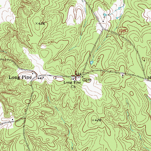 Topographic Map of Long Pine Church, NC