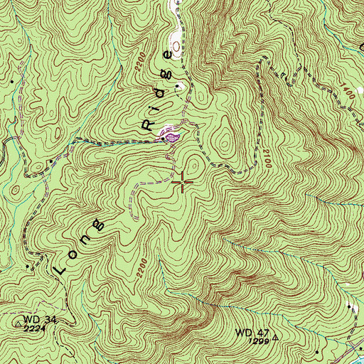 Topographic Map of Long Ridge, NC