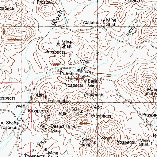 Topographic Map of Ballit Mine, AZ