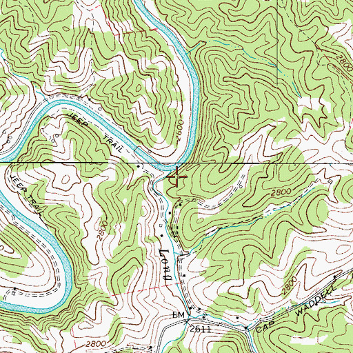 Topographic Map of Long Shoals Creek, NC