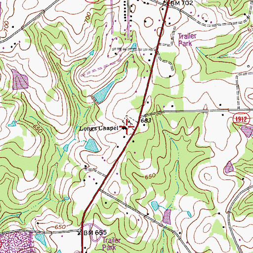 Topographic Map of Longs Chapel, NC