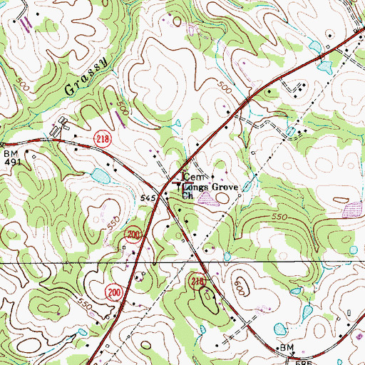 Topographic Map of Longs Grove Church, NC