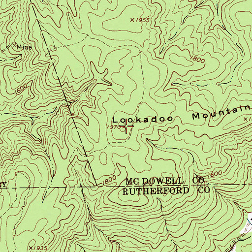 Topographic Map of Lookadoo Mountain, NC