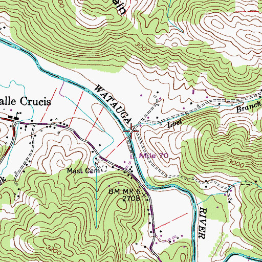 Topographic Map of Lost Branch, NC