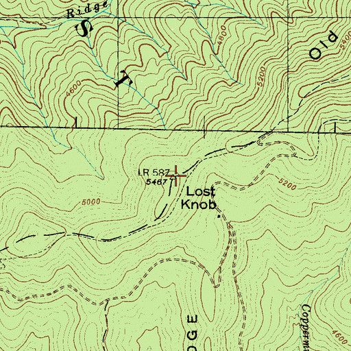 Topographic Map of Lost Knob, NC