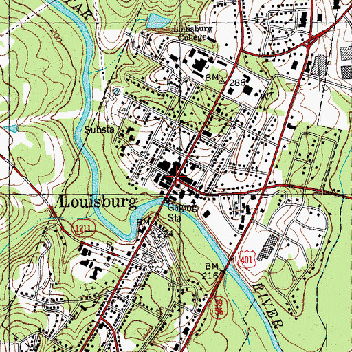 Topographic Map of Louisburg, NC