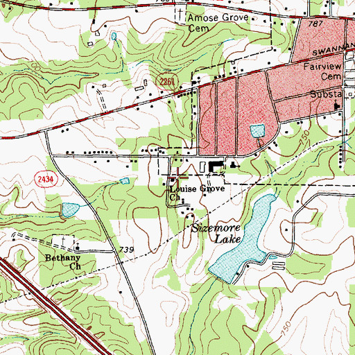 Topographic Map of Louise Grove Church, NC