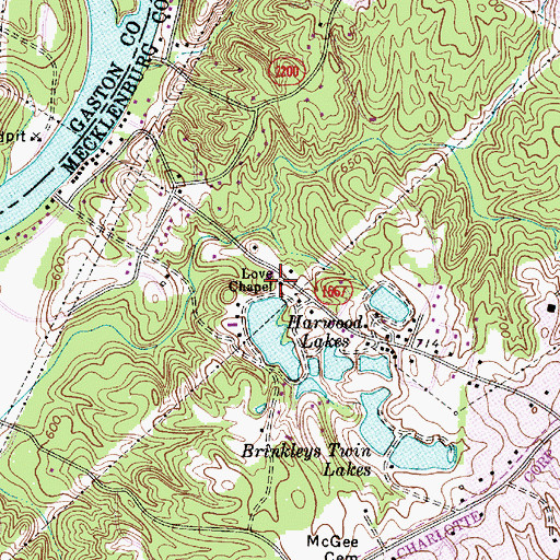 Topographic Map of Love Chapel, NC