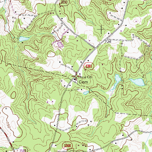 Topographic Map of Love Church, NC