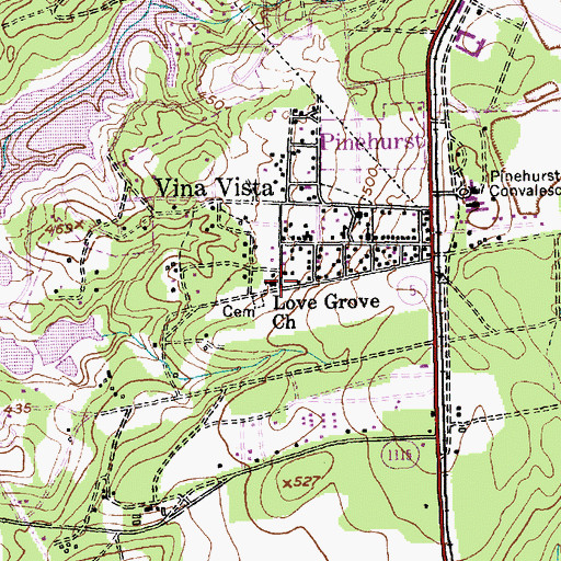 Topographic Map of Love Grove Church, NC