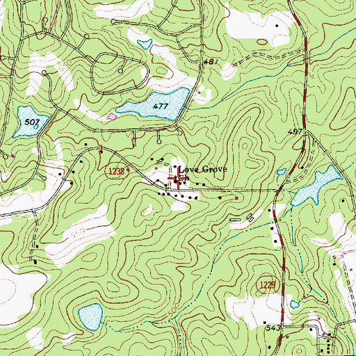 Topographic Map of Love Grove Church, NC
