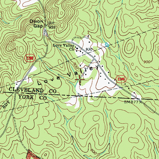Topographic Map of Love Valley, NC