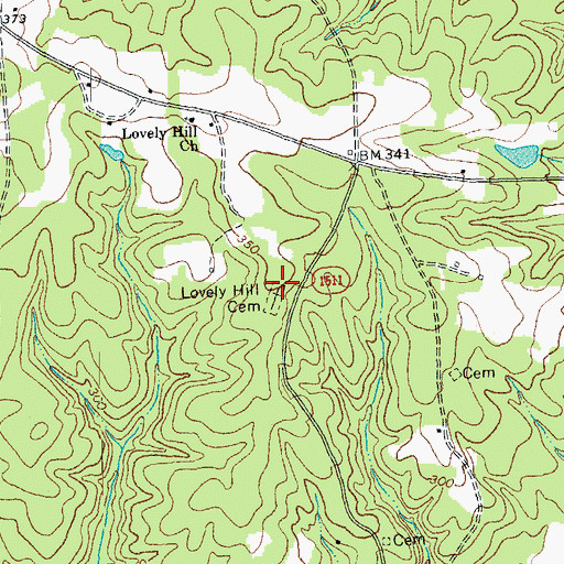 Topographic Map of Lovely Hill Cemetery, NC