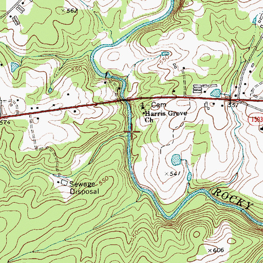 Topographic Map of Loves Creek, NC