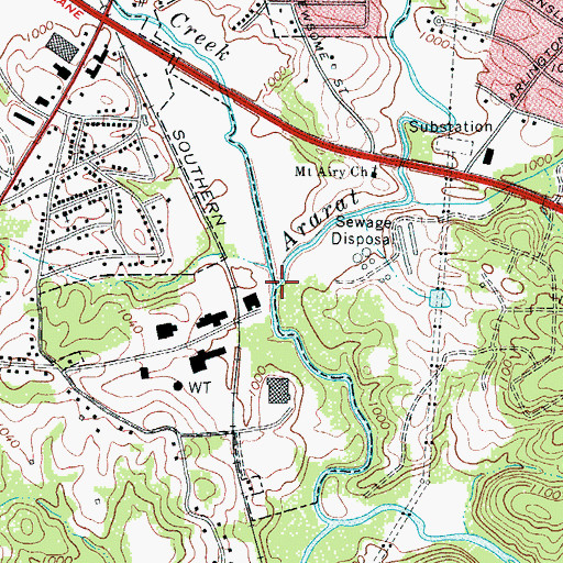 Topographic Map of Lovills Creek, NC