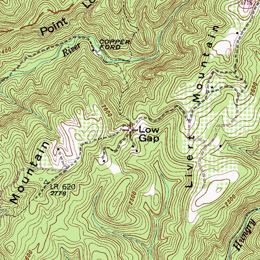 Topographic Map of Low Gap, NC