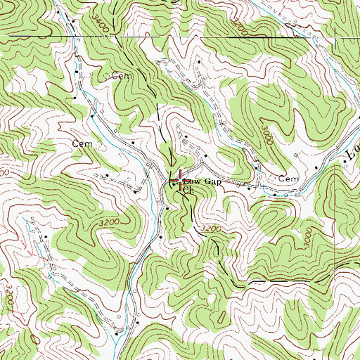 Topographic Map of Low Gap Church, NC