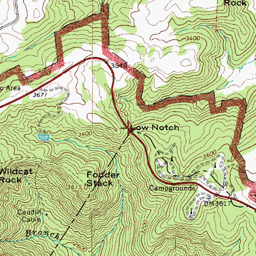 Topographic Map of Low Notch, NC