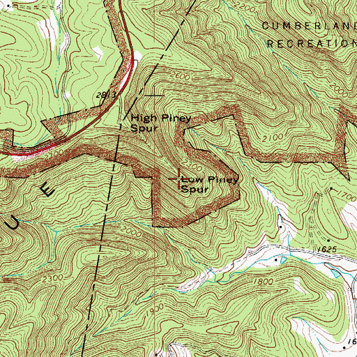 Topographic Map of Low Piney Spur, NC