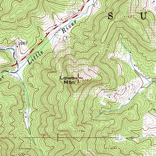 Topographic Map of Lowe Mountain, NC