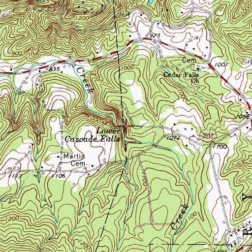 Topographic Map of Lower Cascade Falls, NC