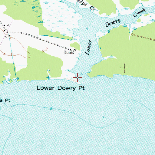 Topographic Map of Lower Dowry Point, NC