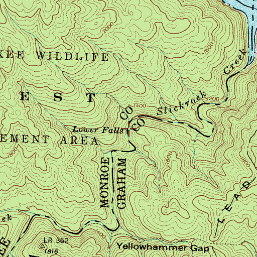 Topographic Map of Lower Falls, NC