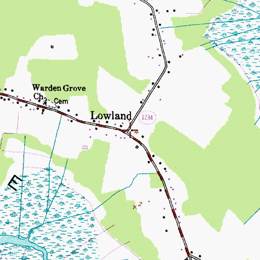 Topographic Map of Lowland, NC