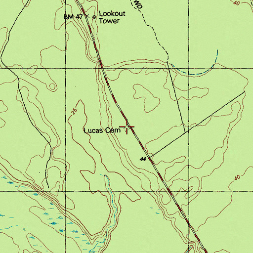 Topographic Map of Lucas Cemetery, NC