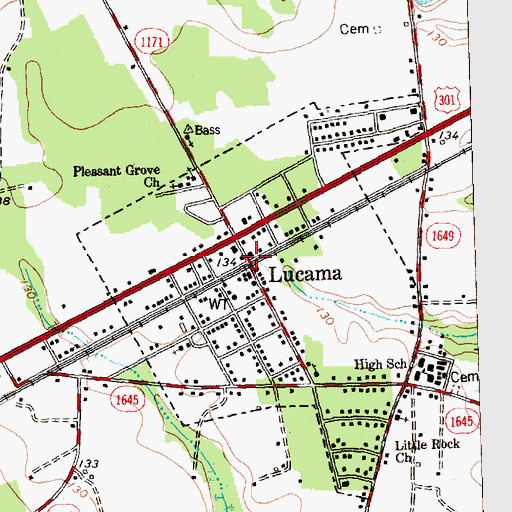 Topographic Map of Lucama, NC