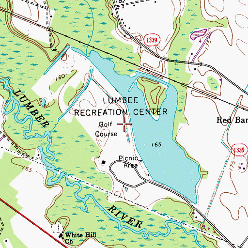 Topographic Map of Lumbee Recreation Center, NC
