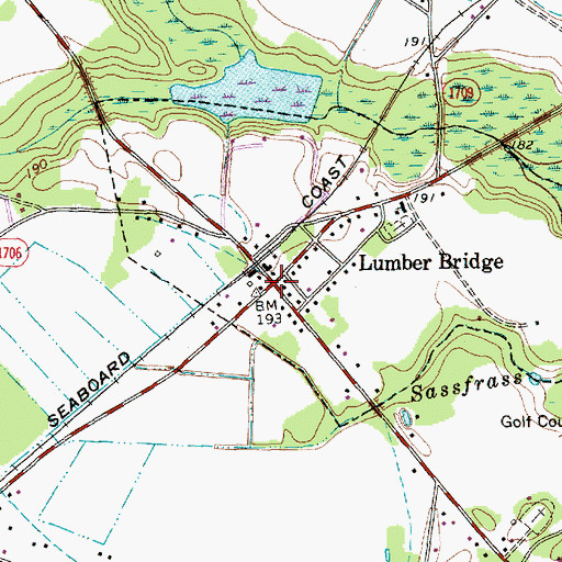 Topographic Map of Lumber Bridge, NC