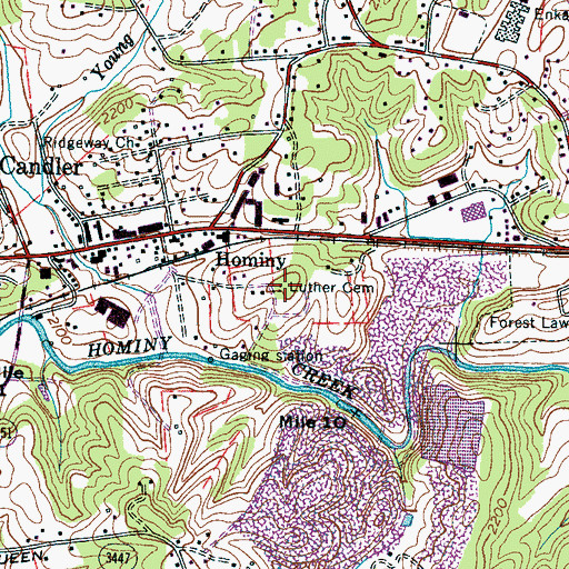 Topographic Map of Luther Cemetery, NC