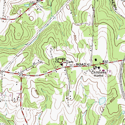 Topographic Map of Lyerly Church, NC