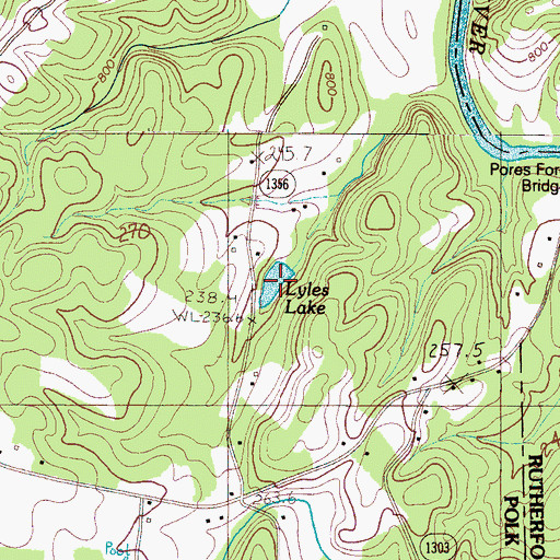 Topographic Map of Lyles Lake, NC