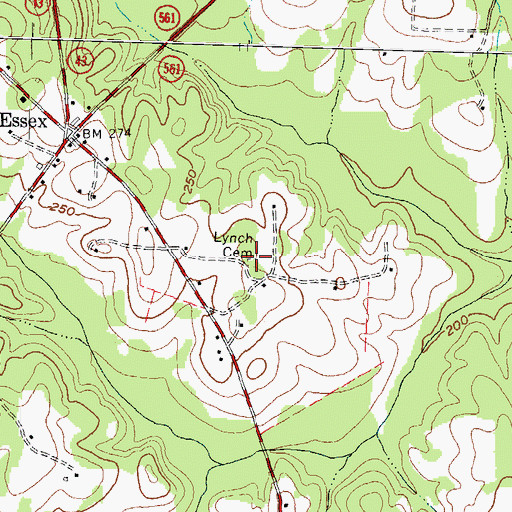 Topographic Map of Lynch Cemetery, NC