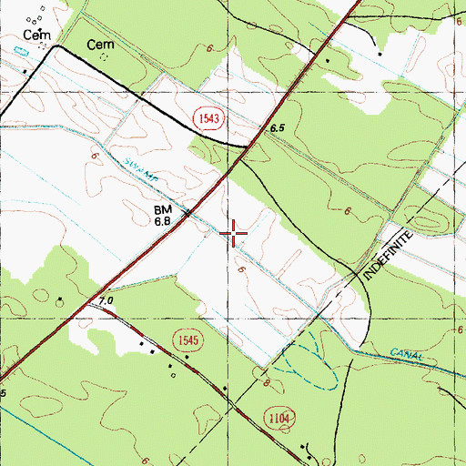 Topographic Map of Lyon Swamp Canal, NC